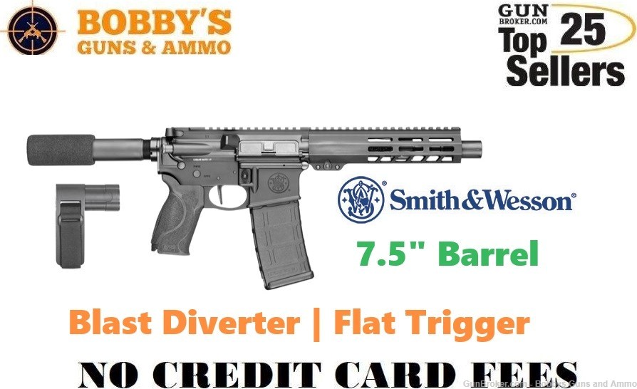 Smith & Wesson M&P15 Pistol 13963 223-5.56 30+1 7.5" Barrel Blast Diverter-img-0