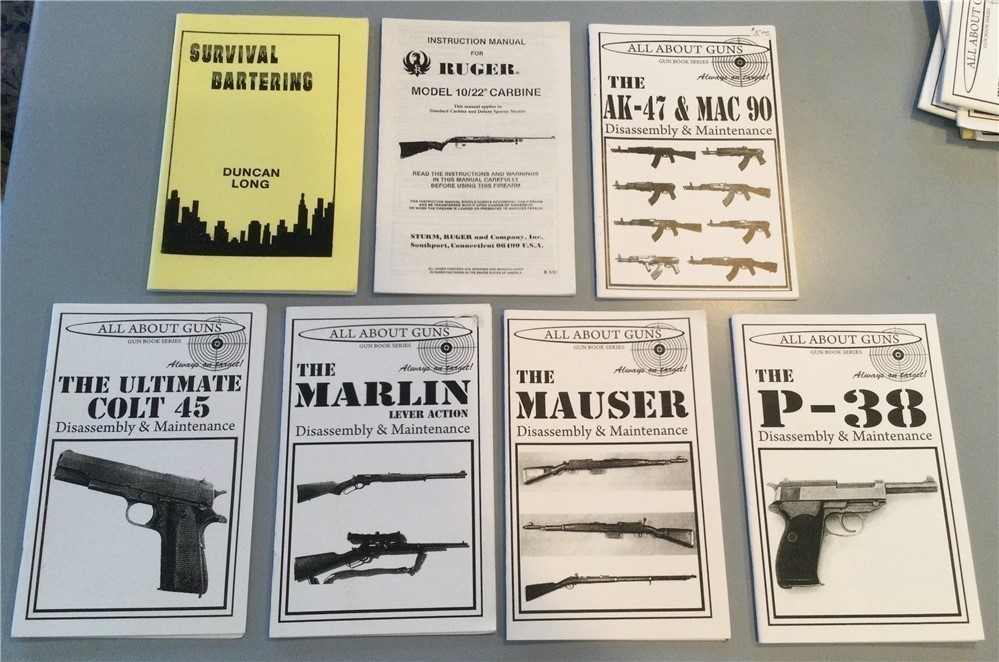 Ruger 10/22, P-38,Mauser ,Marlin, Colt 45 ,AK47 MAC 90 more.CHOICE OF 3 BOO-img-0