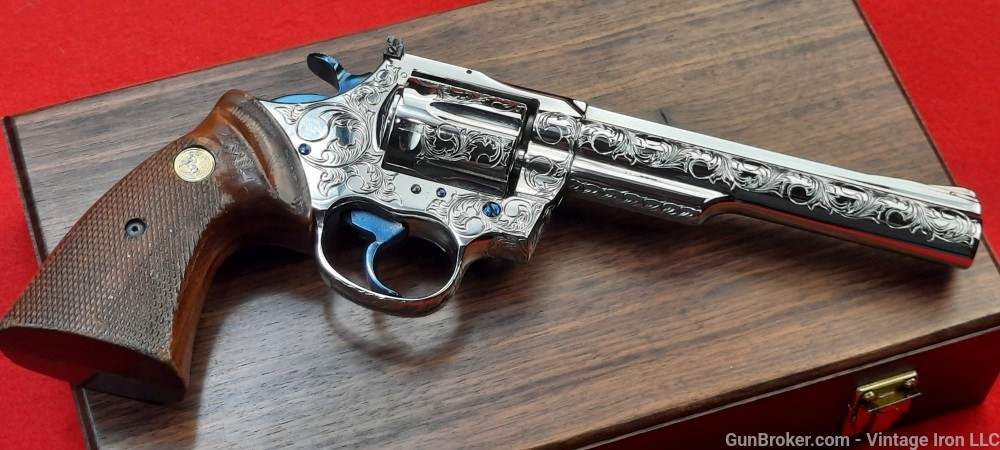 Colt Trooper MK III Nickel and Fire blue Engraved 1977 Stunning! NR-img-45