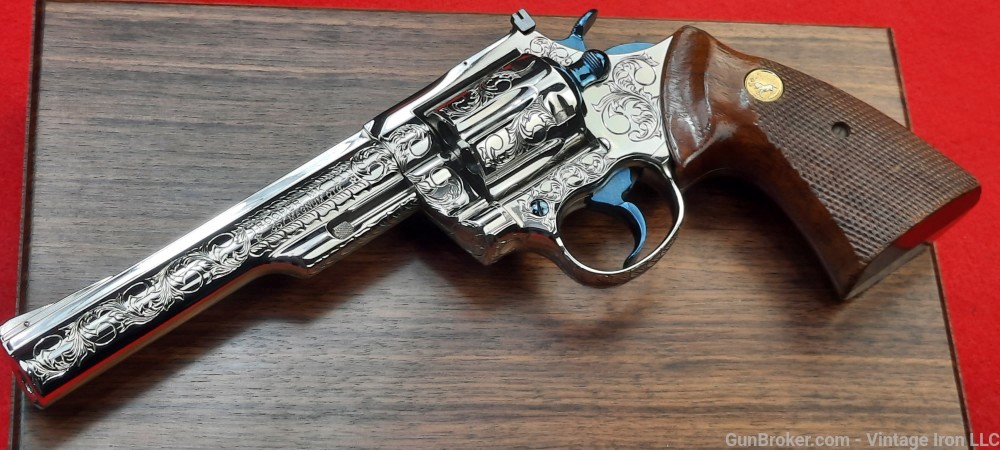 Colt Trooper MK III Nickel and Fire blue Engraved 1977 Stunning! NR-img-2