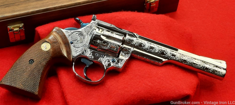 Colt Trooper MK III Nickel and Fire blue Engraved 1977 Stunning! NR-img-3