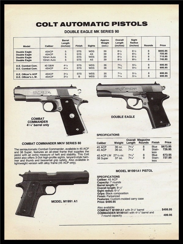 1994 COLT Combat Commander Double Eagle M1991 Pistol A1 AD-img-0