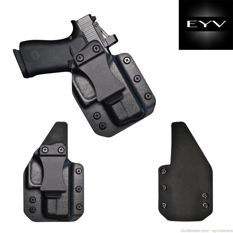 Glock 43/43X/MOS EYV IWB Hybrid Leather/ Kydex Concealed Carry Holster -img-0