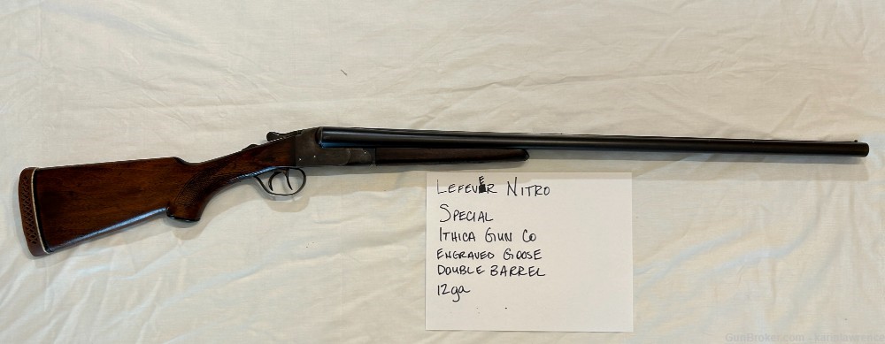 Lefever Nitro Special 12 GA double barrel shotgun with engraved goose/duck-img-0