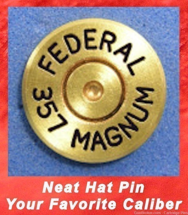 FEDERAL   357 MAGNUM  Cartridge Hat Pin  Tie Tac  Ammo Bullet-img-1
