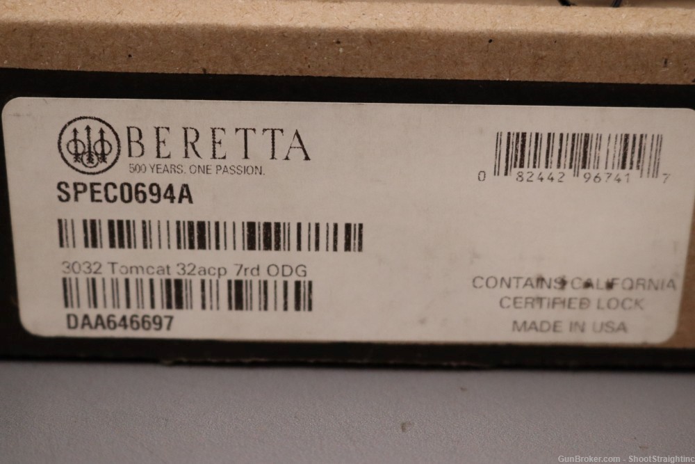 Beretta Mod. 3032 Tomcat .32 ACP 2.40"bbl ODG w/Box & Soft Case-img-1