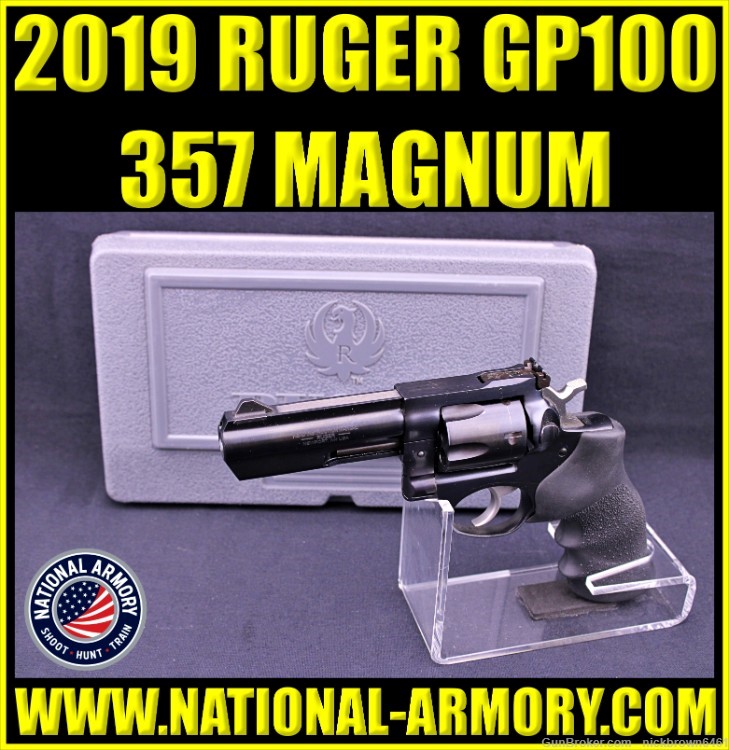 2019 RUGER GP100 357 MAG 4.2" BBL BLUED 6 SHOT 1702 HOGUE GRIP REVOLVER-img-0