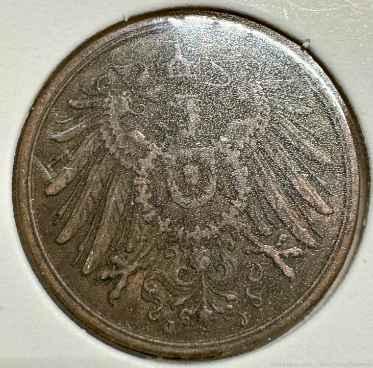 Germany 2 Pfennig 1911-J Wilhelm II Type 2 Small Shield Copper-img-1