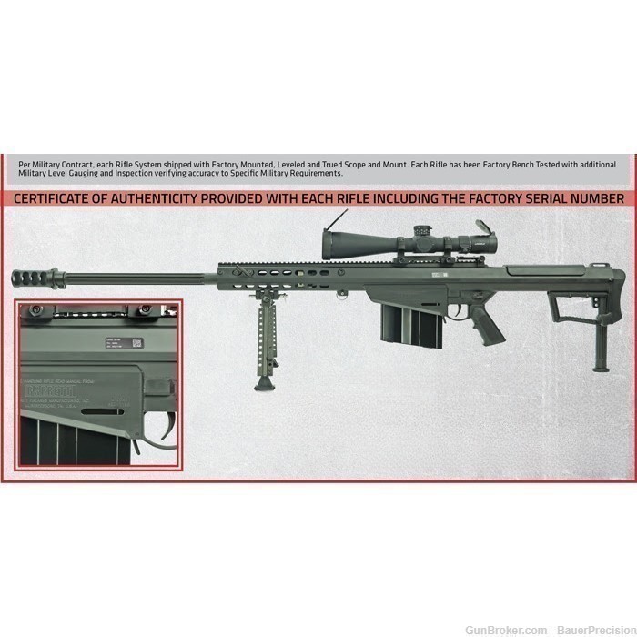 Barrett M107A1 Semi-auto 50 BMG Rifle System Contract Overrun 19600*-img-1