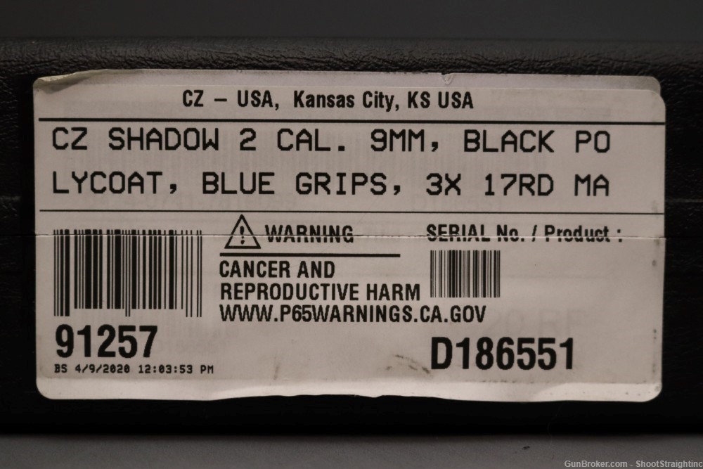 CZ Shadow 2 Black & Blue 9mm 4.89" w/Box-img-18