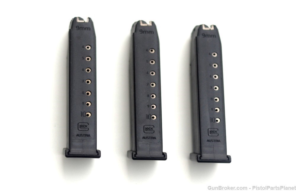 3 New Glock 17 9mm 10 round mags free mag loader-img-0