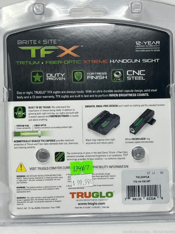 TruGlo Tritium+Fiber-Optic Xtreme Handgun Sight - For H&K-img-1