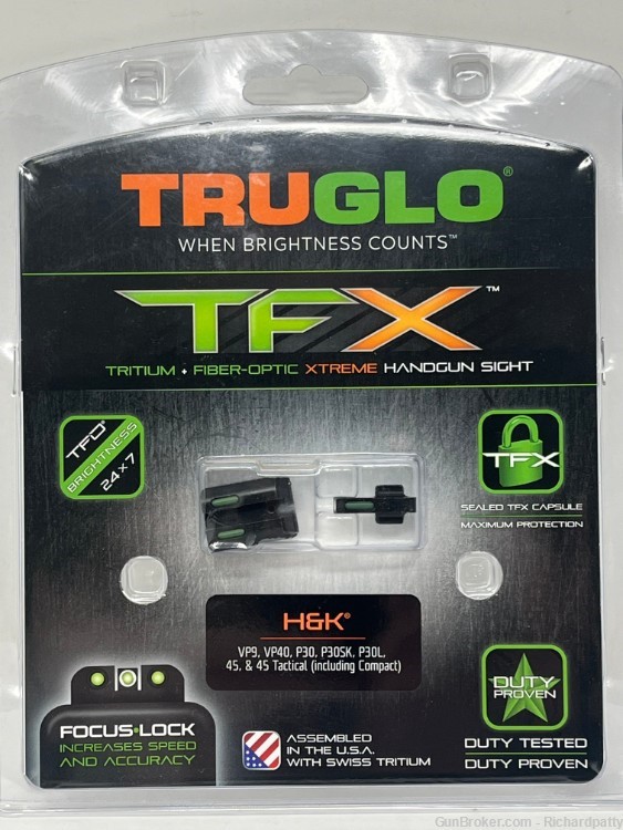 TruGlo Tritium+Fiber-Optic Xtreme Handgun Sight - For H&K-img-0