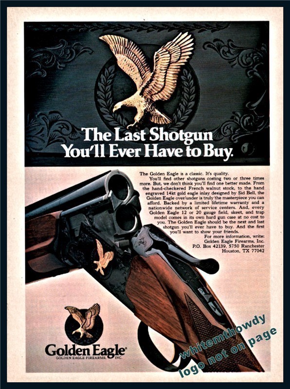 1977 GOLDEN EAGLE Over and Under Shotgun PRINT AD-img-0