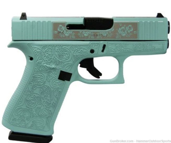 Glock 43x Custom "Tiffany Glock & Roses" Subcompact Handgun 9mm Luger 10/rd-img-1