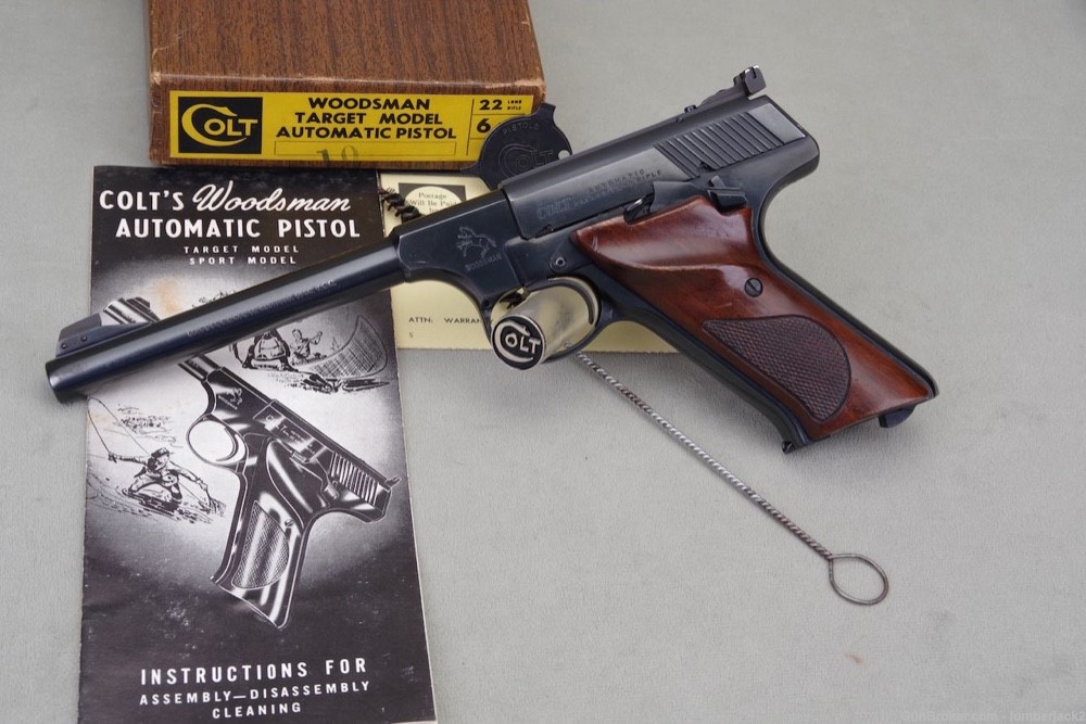 1969 Colt Woodsman Target 22LR 6'' Blue with Original Box & Papers Shooter-img-0
