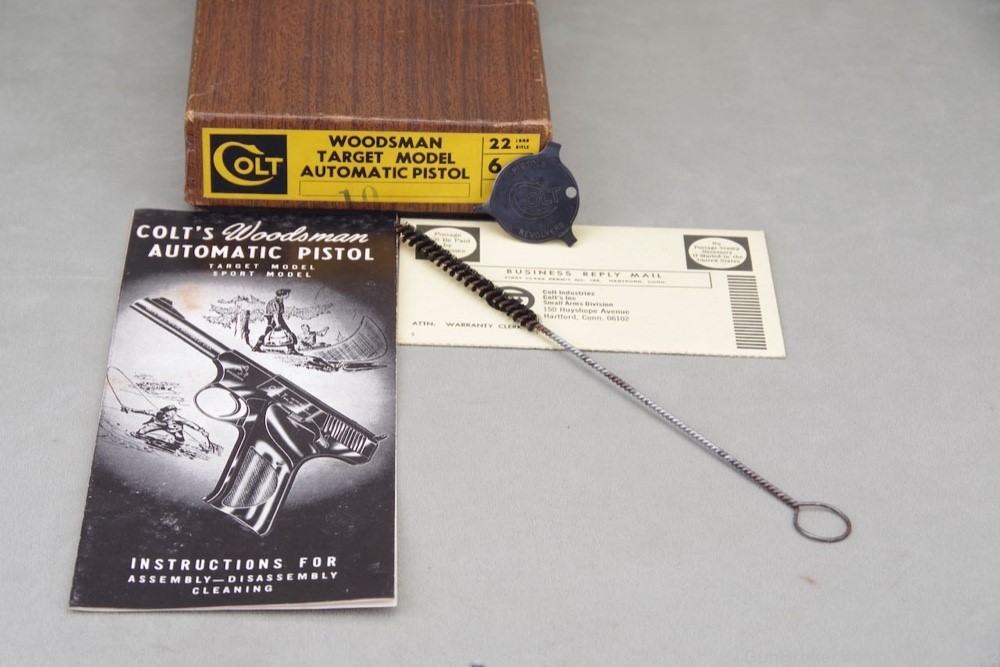 1969 Colt Woodsman Target 22LR 6'' Blue with Original Box & Papers Shooter-img-6