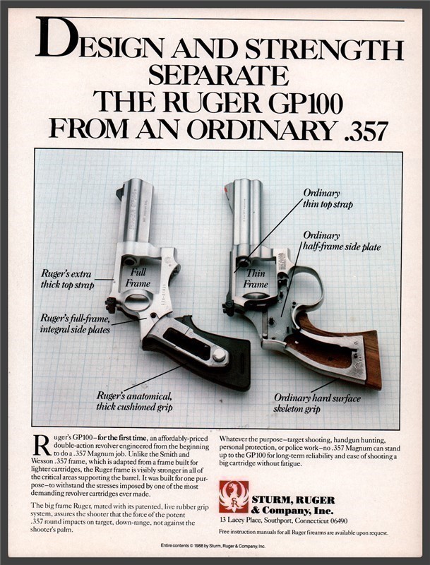 1988 RUGER GP100 .357 Magnum DA Revolver PRINT AD-img-0