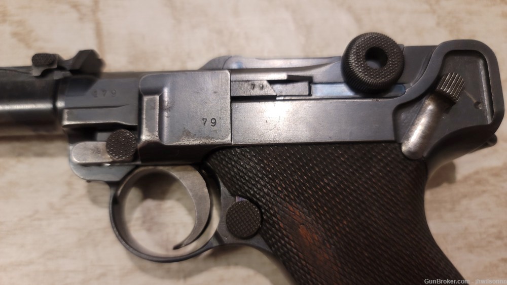 Matching 1915 Artillery Luger w/ Original Holster, Stock, and Drum Magazine-img-7