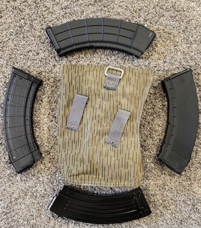 Four AK-47 30rd Magazines with East German pouch 7.62x39mm-img-1