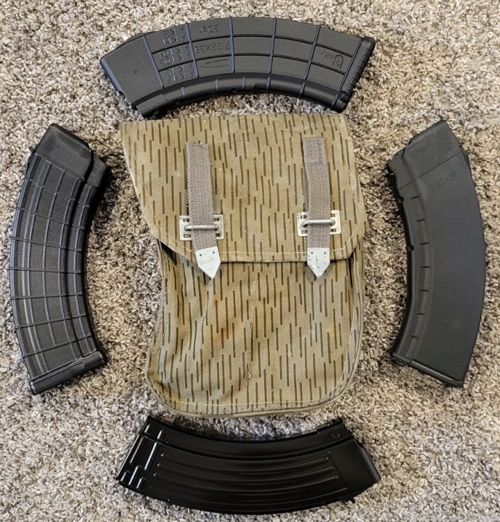 Four AK-47 30rd Magazines with East German pouch 7.62x39mm-img-0