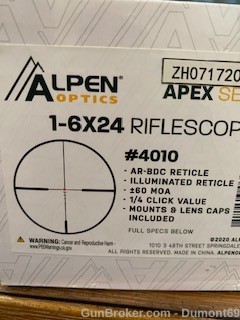 Compact hunting riflescope Alpen Apex 1 - 6 x 24 -img-0