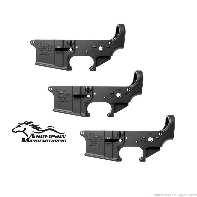 (3) Anderson Manufacturing AM-15 AR-15 AR Stripped Lower Receivers-img-1