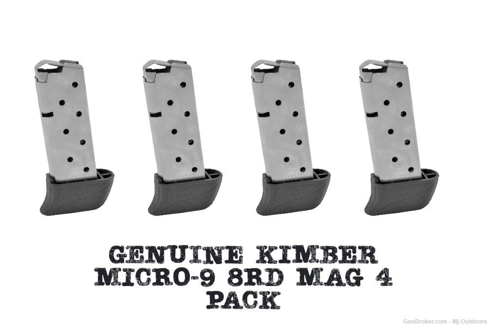 Kimber Micro 9 Magazine 9MM 8-Round Stainless With Extended Base 4 Pack-img-0