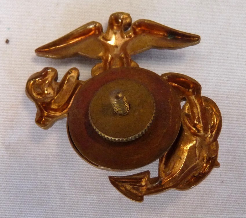 USMC brass uniform pin Marine US military official issue globe anchor-img-1