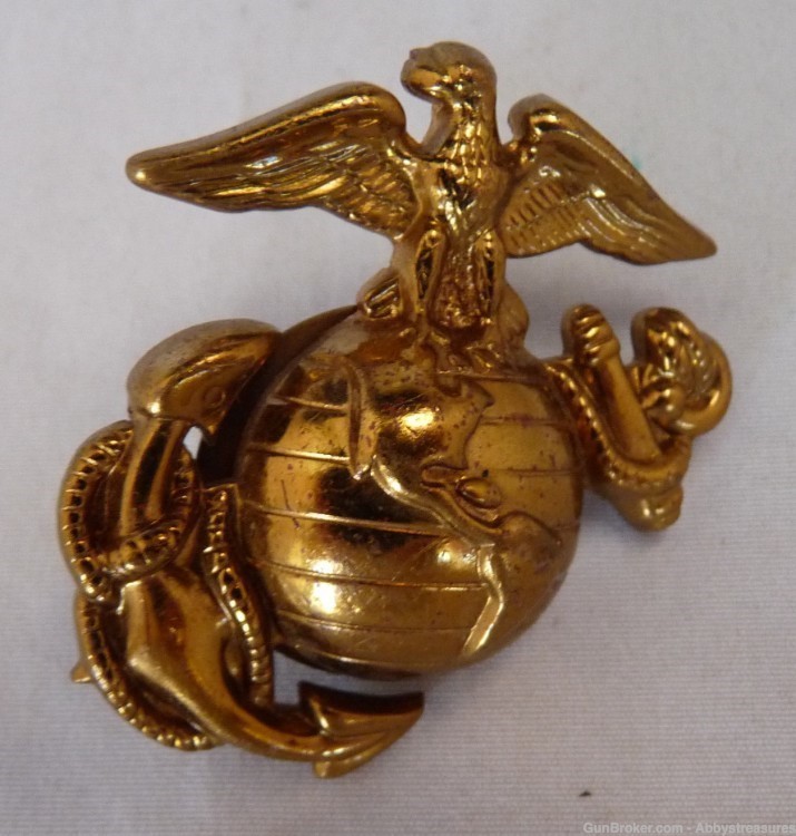 USMC brass uniform pin Marine US military official issue globe anchor-img-0