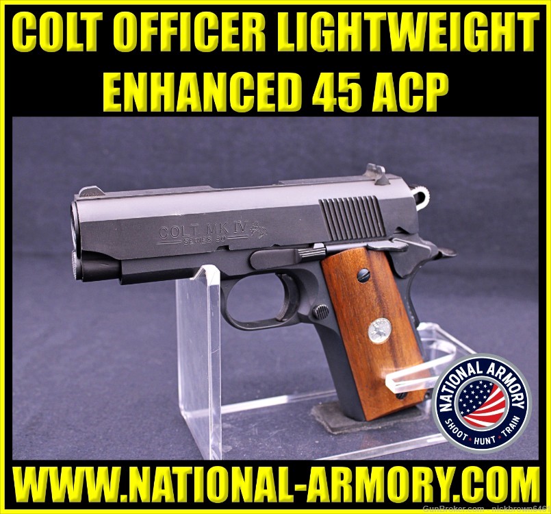 EXCELLENT 1995 COLT OFFICERS LIGHTWEIGHT ENHANCED 45 ACP 3.5" BBL RARE 1911-img-0