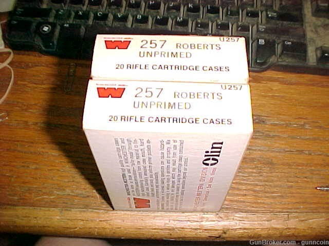 Reloading New Old Stock Brass W-W Super 257 Roberts 2 Boxes, 40 Rounds-img-3