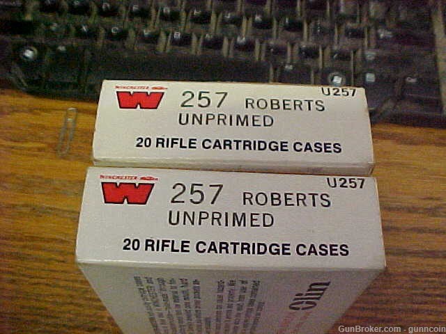 Reloading New Old Stock Brass W-W Super 257 Roberts 2 Boxes, 40 Rounds-img-2