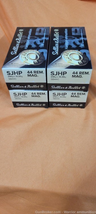 200 rds Sellier and Bellot .44 Rem Mag 240 grain SJHP Semi-Jacketed HP-img-0