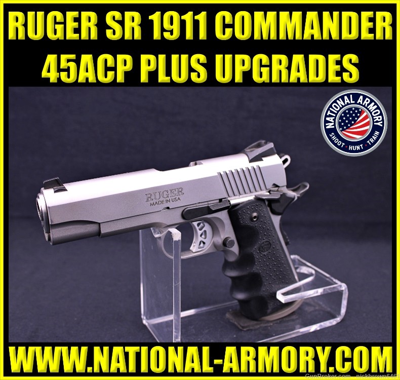 RUGER SR1911 COMMANDER 1911 45 ACP 4.25" BBL EXTENDED MAGWELL NOVAK SIGHTS -img-0