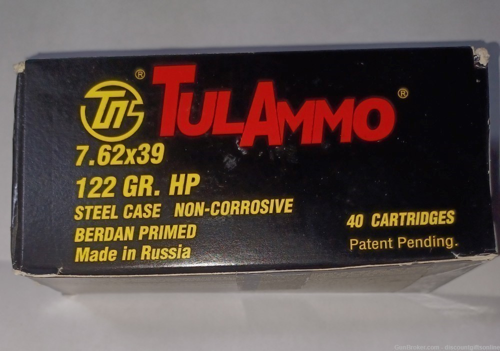 Tula 7.62x39 mm 122 gr HP Hollow Point 40 rounds HUNTING AMMO-img-2