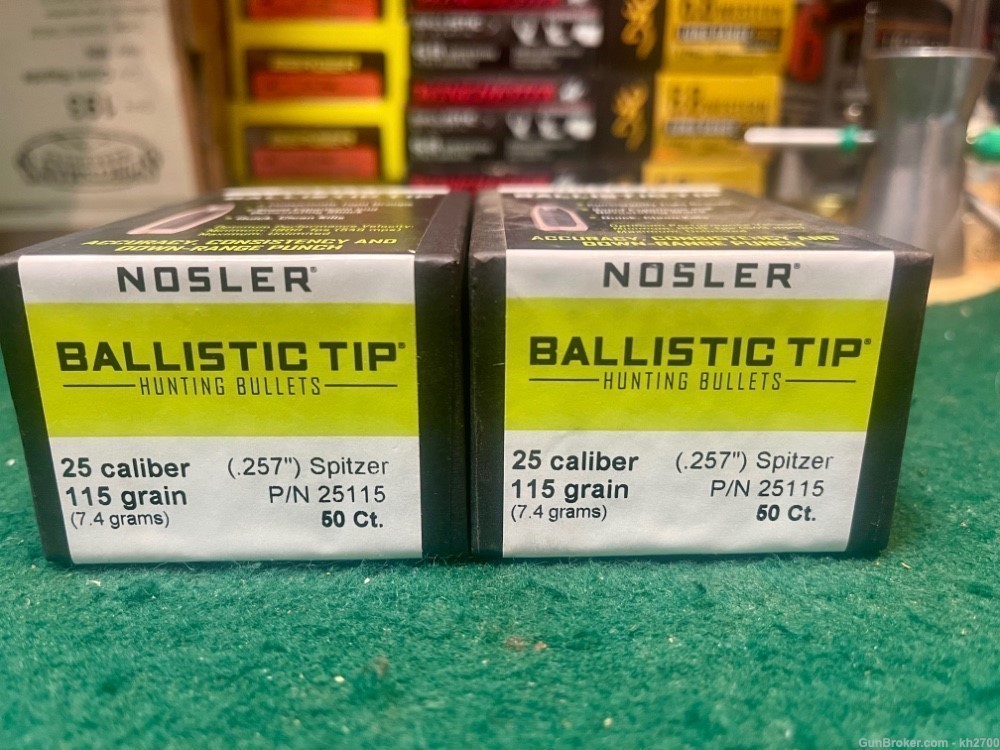 100  .25 Cal .257" Nosler Ballistic Tip 115 gr  bullets 25-06 257 Weatherby-img-0