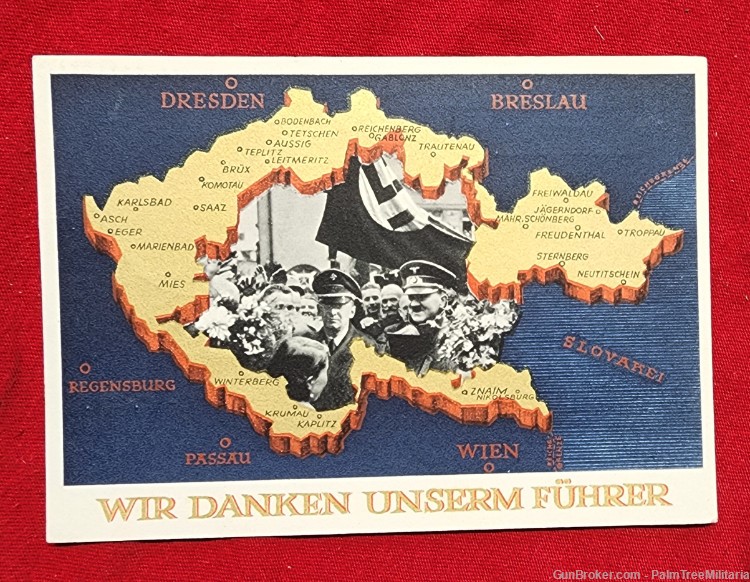WWII WW2 German NSDAP Third Reich Czech AH Adolf Propaganda postcard-img-0