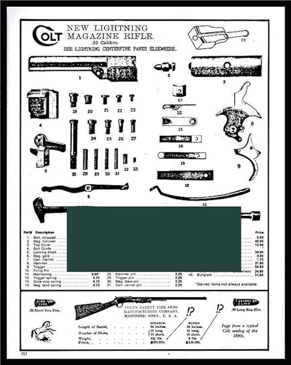 1995 COLT New Lightning Magazine Rifle Parts List-img-0