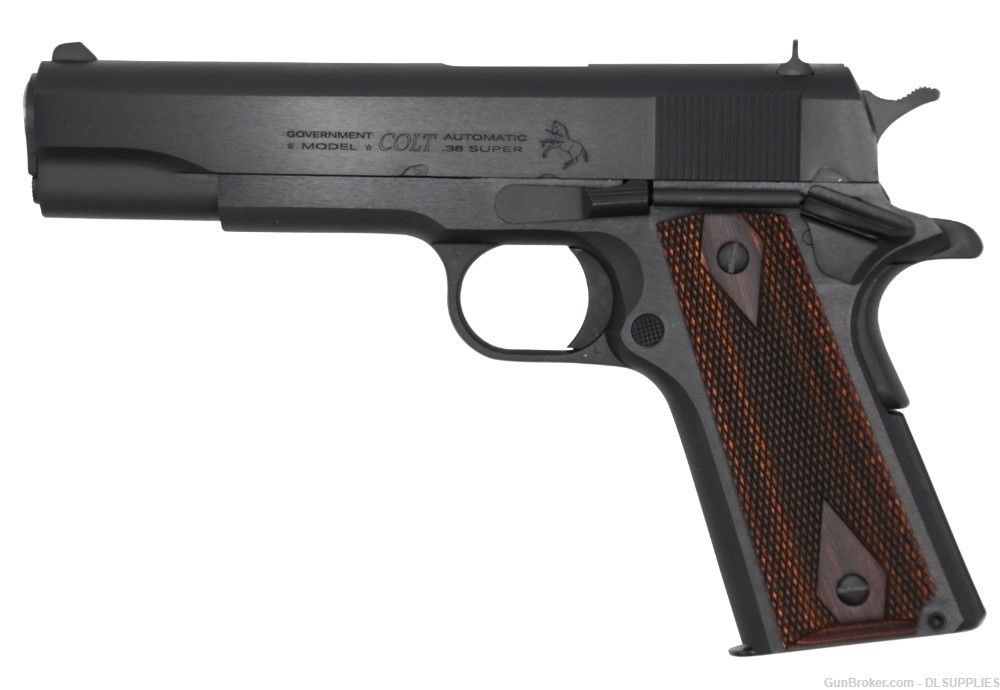 COLT 1911 CLASSIC GOVERNMENT BLUED SERIES 70' ROSEWOOD 5" BBL .38SUPER-img-1