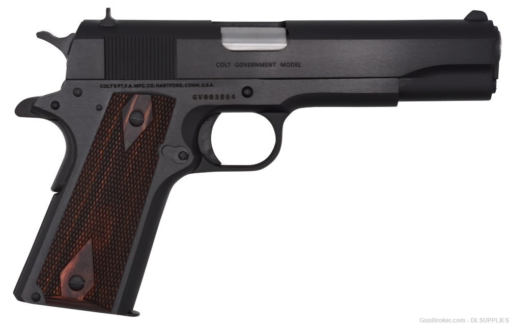 COLT 1911 CLASSIC GOVERNMENT BLUED SERIES 70' ROSEWOOD 5" BBL .38SUPER-img-0