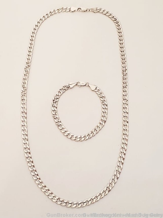 Fashion Jewelry Rhodium Layered Link 22" Necklace/7" Bracelet. UNISEX. GF31-img-2