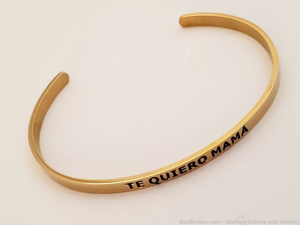 14K Gold Plated over Stainless Steel Bracelet engraved"Te Quiero Mama".SB1G-img-4