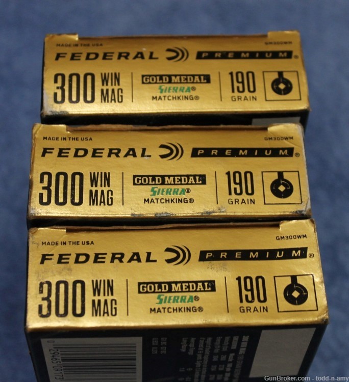 60 Rounds Federal 300 Win Mag 190gr Sierra Matchking Gold Medal GM300WM-img-1