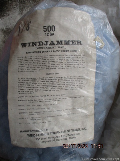 Windjammer 12ga Wads, #1000 +-img-0