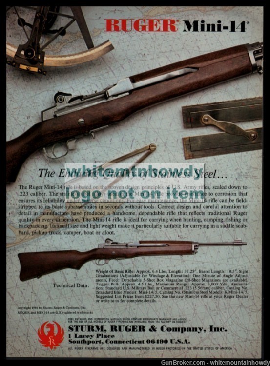 1980 RUGER Mini-14 Rifle Original PRINT AD w/specs-img-0