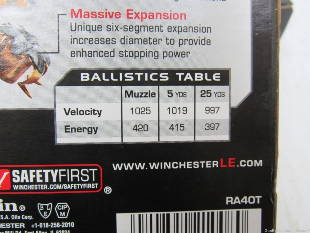 250rds 5 bxs Winchester Ranger™ LE RA40T 40 S&W 180 GR JHP T-Series-img-6