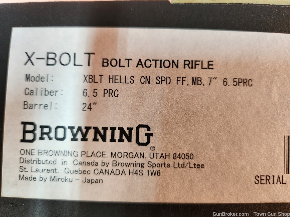 BROWNING X-BOLT HELLS CANYON 6.5 PRC 24" NEW! PENNY AUCTION!-img-0