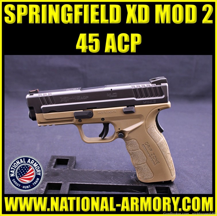 SPRINGFIELD ARMORY XD 45 ACP 4.0" MOD2 GRIP ZONE FDE FRAME 3 MAGS HARD CASE-img-0