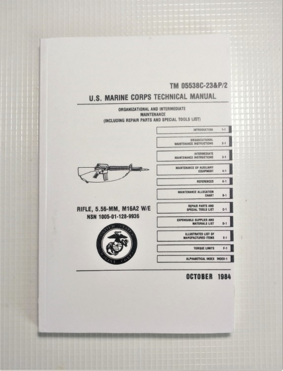 NEW USMC TM 05538C-23&P/2 M16A2 5.56MM Tech Manual Reprint - FREE SHIP -img-0